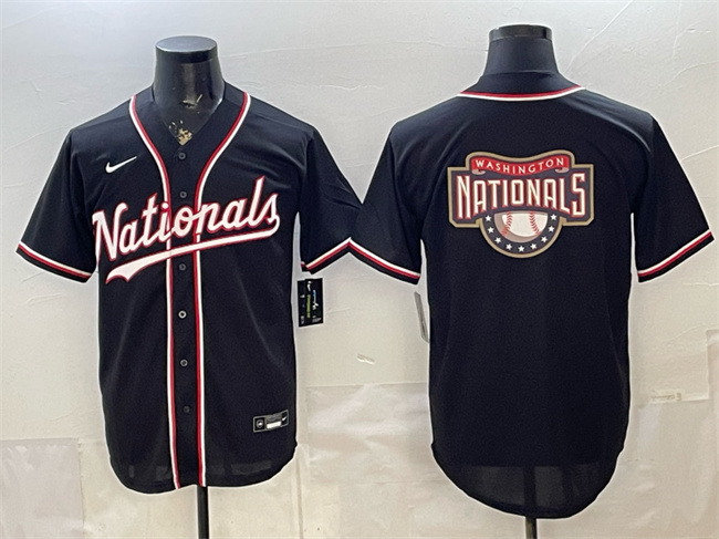 Men's Washington Nationals Team Big Logo 2026 Fashion Replica Black Out Stitched Baseball Jersey